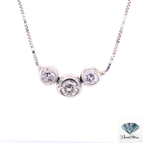 1.10 CT Round Brilliant Diamond Couture Necklace in 14kt White Gold.