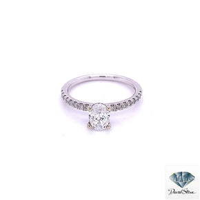 0.81 CT Oval Oval Cut Single Row Engagement Ring in 14kt White Gold