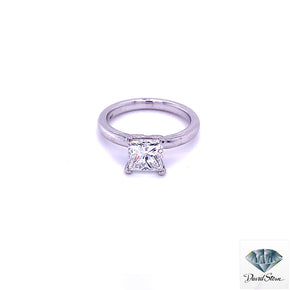 1.51 CT Diamond Princess Faceted Solitaire Engagement Ring in 14kt White Gold with GIA Certificate