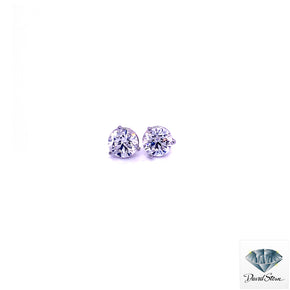 2.46 CT Round Brilliant Cut Lab Grown Diamond Single Stone Earrings in 14kt White Gold